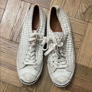 Converse White Crocodile Pattern Sneakers